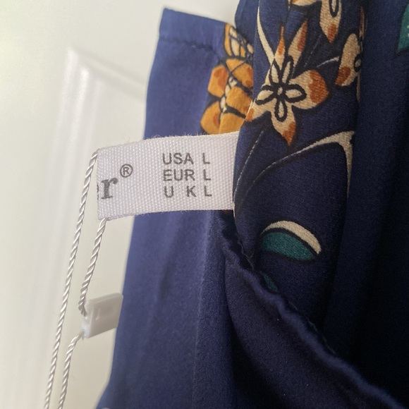 Navy blue floral midi dress, NWT - Picture 3 of 5